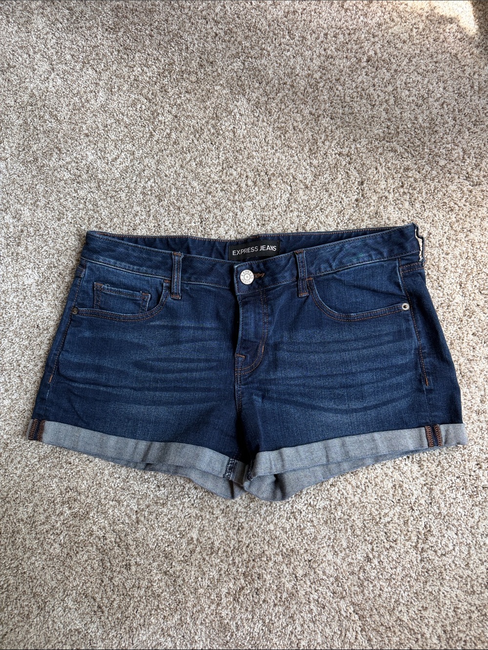 EXPRESS Dark Blue Cuffed Denim Shorts